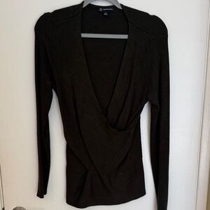 INC International Concepts Green Ribbed Wrap Top